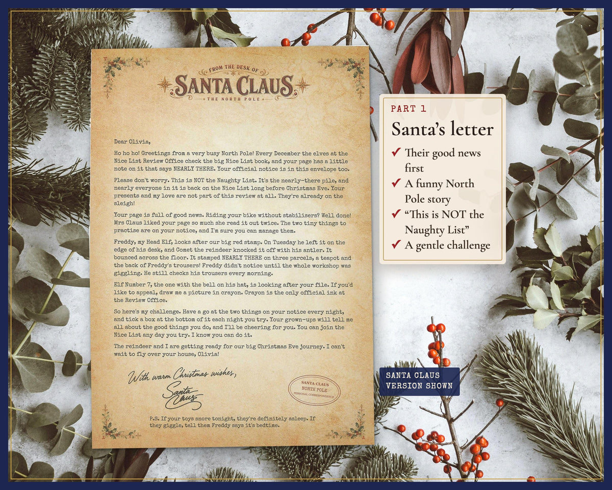 Example Santa letter for the first part of the gentle Naughty List set.