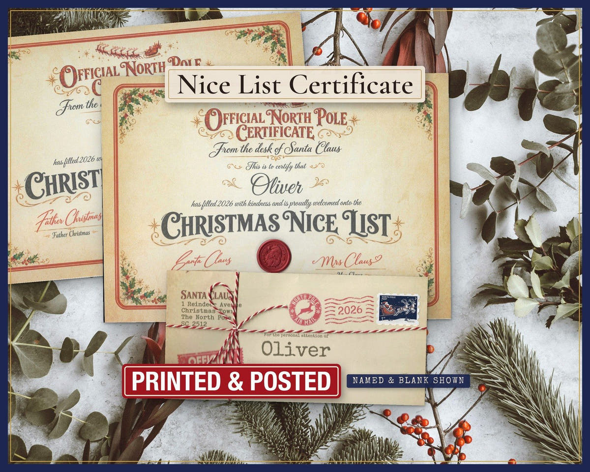 Nice List certificate with a red seal by Claus Post; example shown