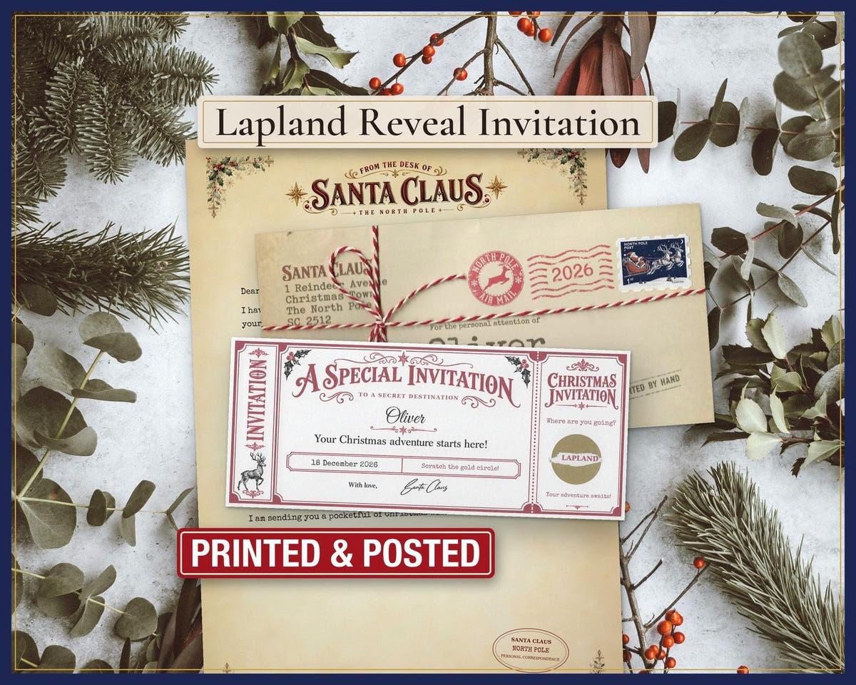 Lapland invitation from Santa: letter and scratch ticket that reveals the trip, by Claus Post; example shown