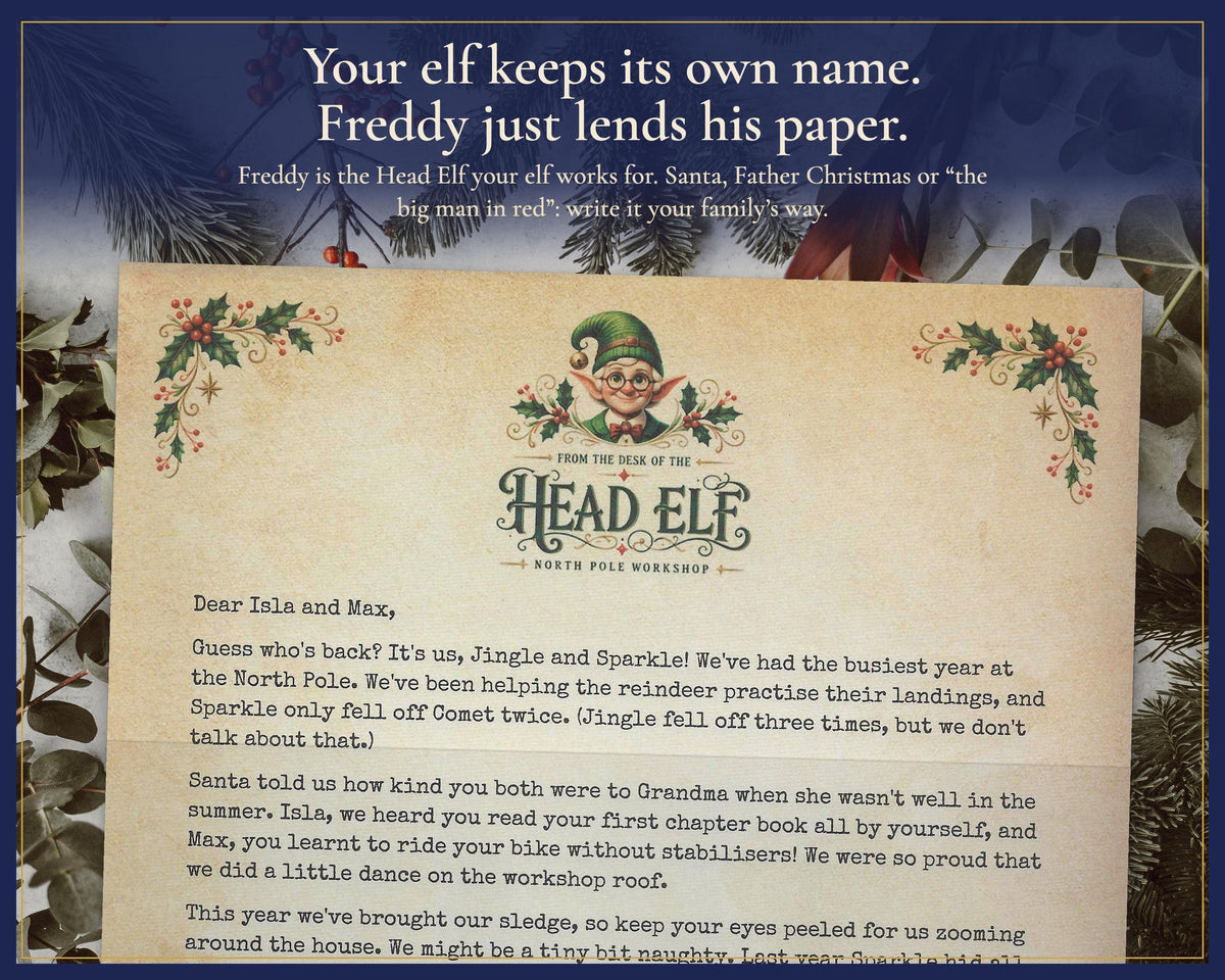 Head Elf letterhead used for a letter from the family’s own named elf.
