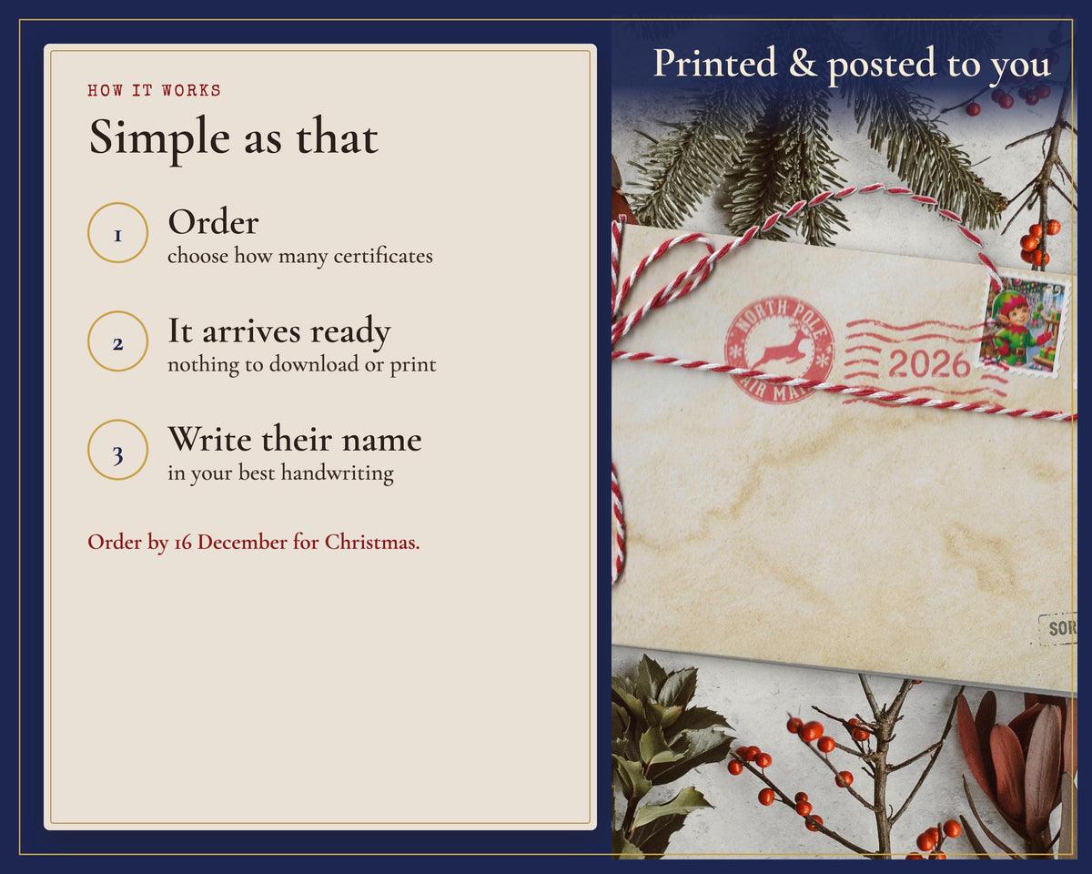 How to use the blank certificate: order a set, receive it by post and write the name.